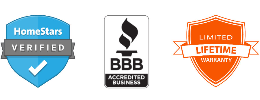 HomeStars Verified, Better Business Bureau of Ontario A+ Accredited, Lifetime Warranty on all our work