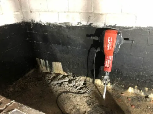 Exposing the footer under the concrete floor