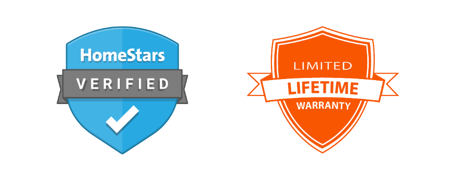 HomeStars Verified, Better Business Bureau of Ontario A+ Accredited, Lifetime Warranty on all our work